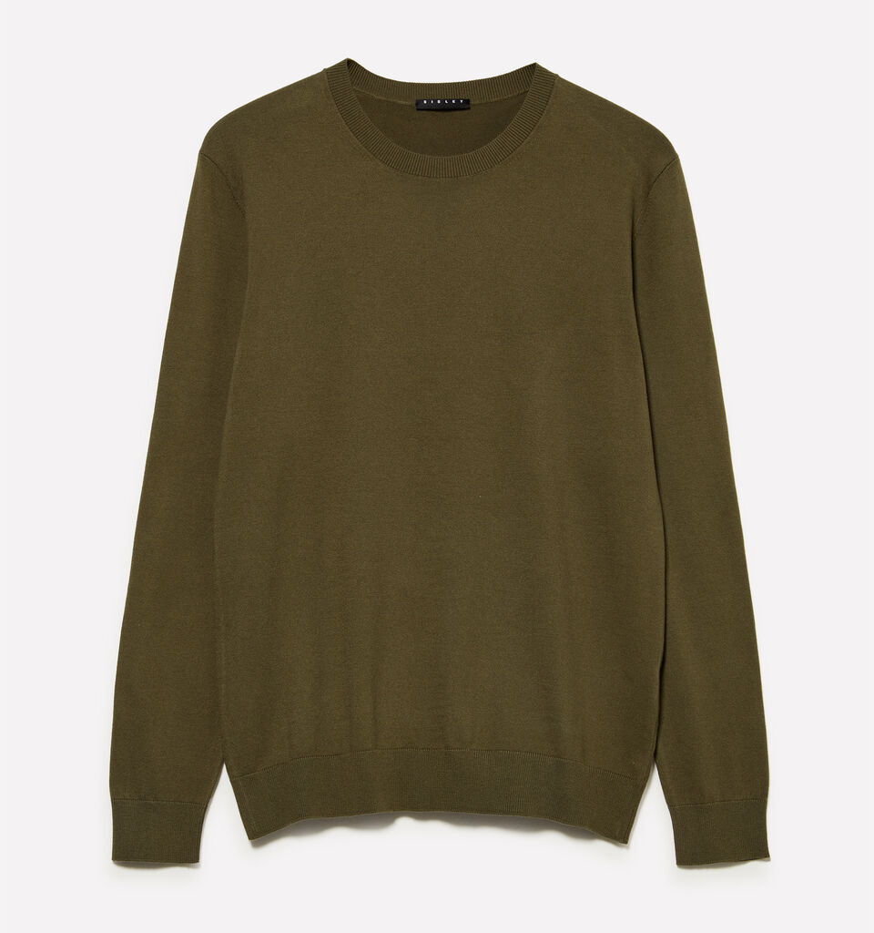 Olive green crew neck sweater - men's crew neck sweaters - Military Green | Sisley image number 1